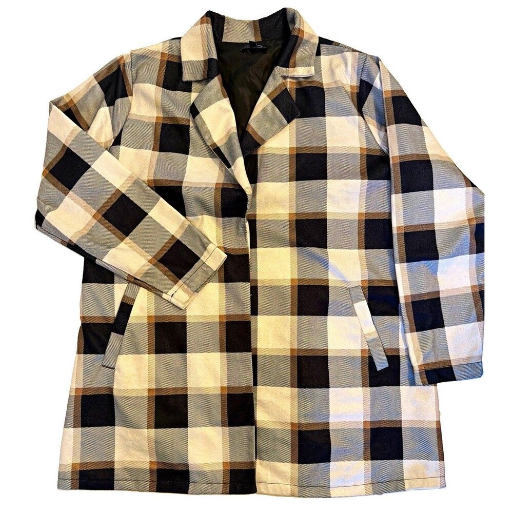 Knapp Studio Men’s Plaid Button Overcoat Lined Mid-Length 2XL Big & Tall